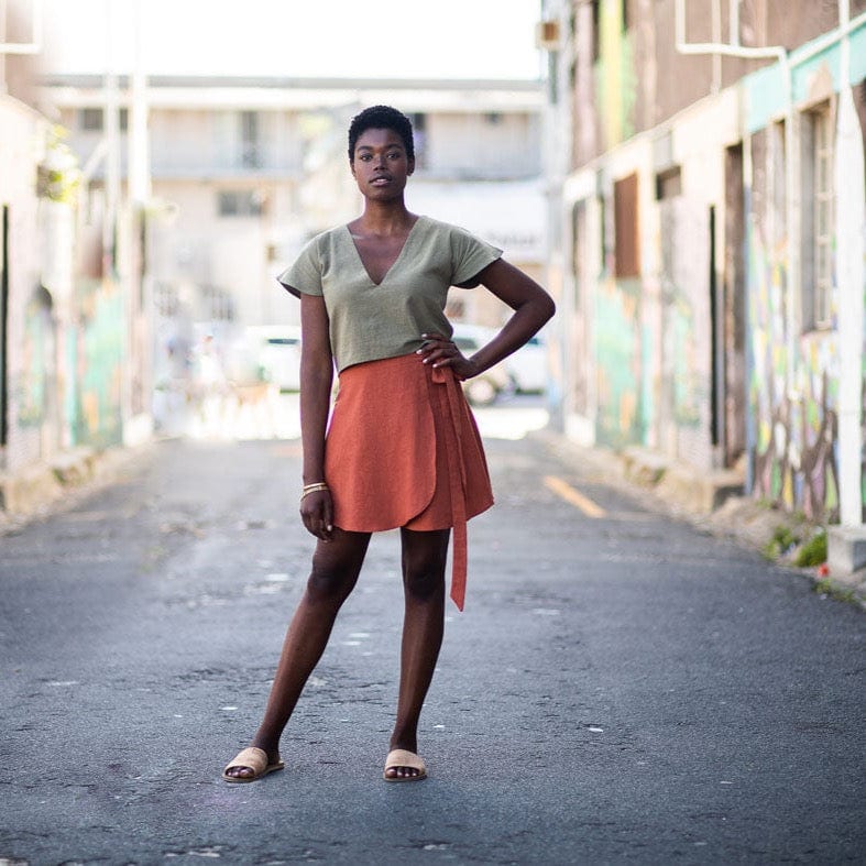 Ubud Hemp Linen Wrap Skirt in Rooibos | Sage & Sunday | South Africa