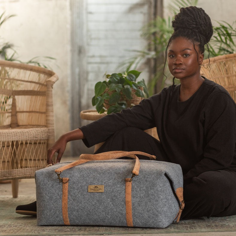 Ceres Recycled Felt & Cork Leather Travel Bag Sage & Sunday Felt and Leather Duffel Bag Sage & Sunday South Africa
