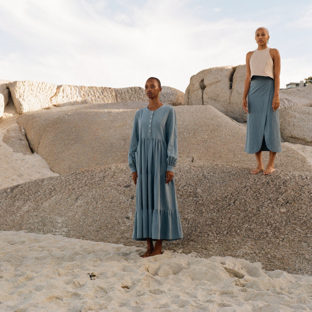 Maria Hemp Linen Maxi Dress in Sky | Sage & Sunday | South Africa
