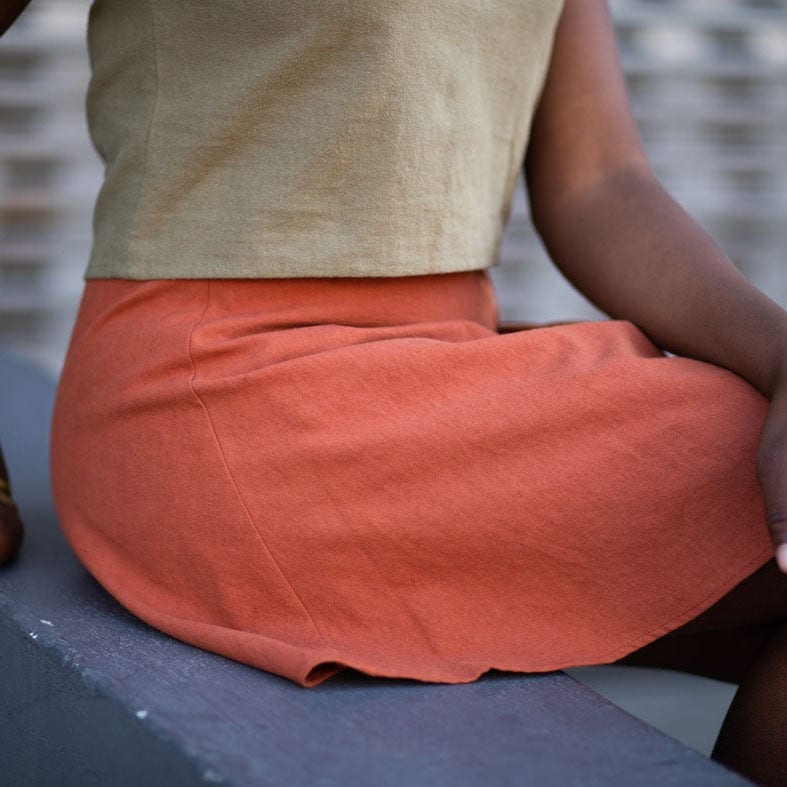Ubud Hemp Linen Wrap Skirt in Rooibos