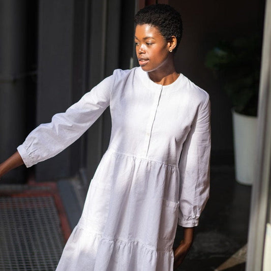 Aloe Midi Hemp Linen Dress in Cream | Sage & Sunday | South Africa
