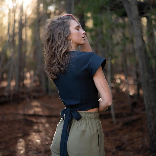 Adri Hemp Linen Wrap Top in Midnight | Sage & Sunday | Linen Wrap Top | Cape Town, South Africa