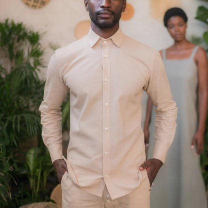 Arambol Hemp Linen Shirt in Stone | Sage & Sunday | Linen Shirt | Cape Town, South Africa