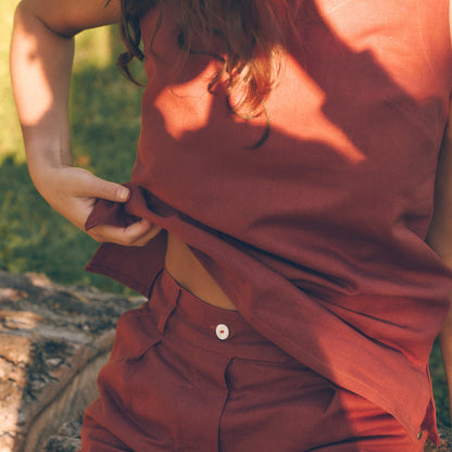 Bongi Hemp Top in Rooibos | Linen Top | Sage & Sunday | Cape Town, South Africa