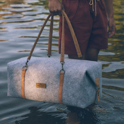 Ceres Recycled Felt & Cork Leather Suitcase | Felt and Leather Duffel Bag | Sage & Sunday | Cape Town, South Africa