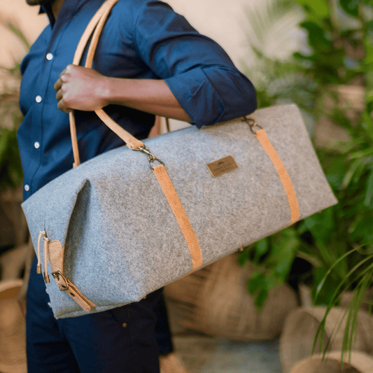 Ceres Recycled Felt & Cork Leather Travel Bag | Sage & Sunday | Felt and Leather Duffel Bag | Cape Town, South Africa