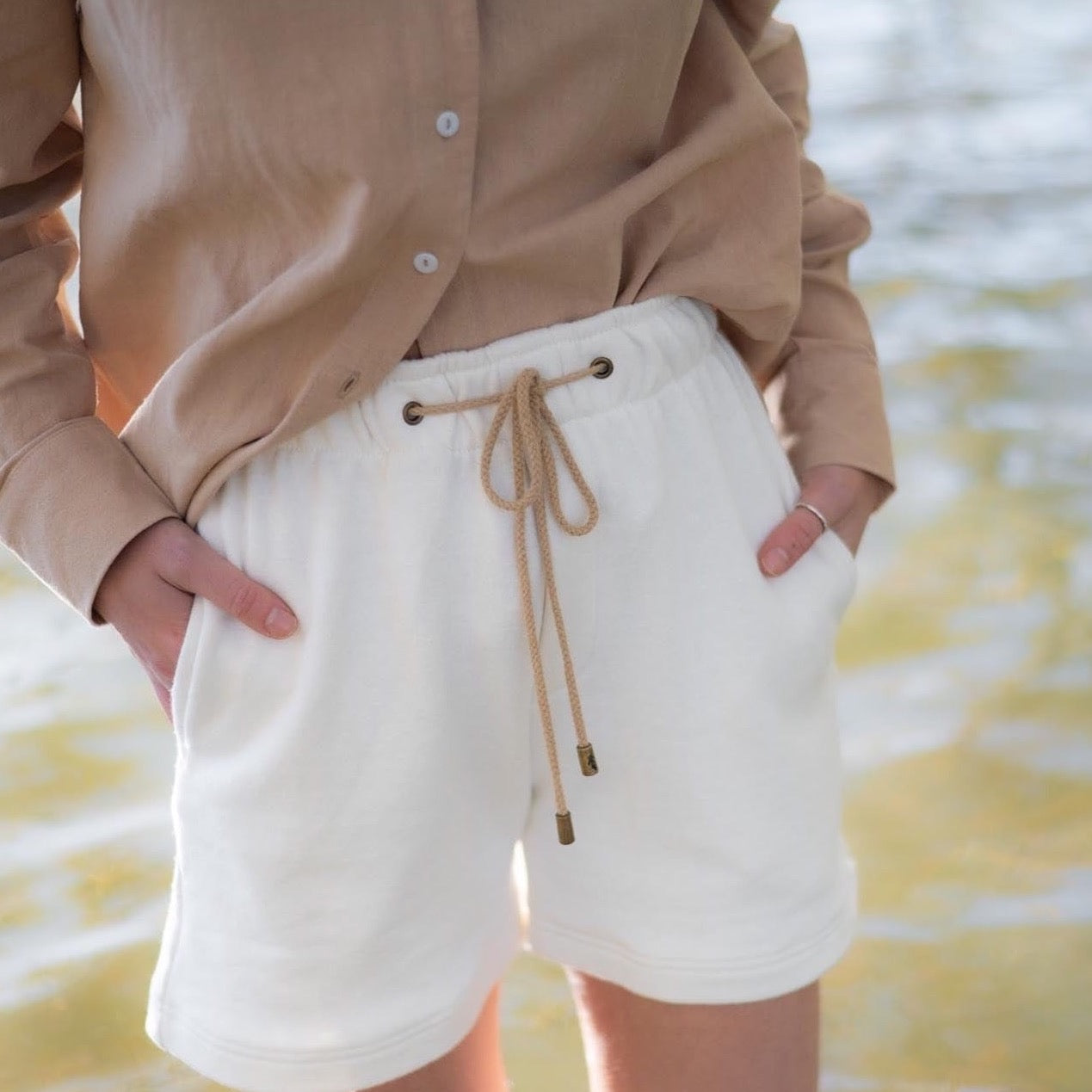 Kruger Hemp Fleece Unisex Shorts in Cream