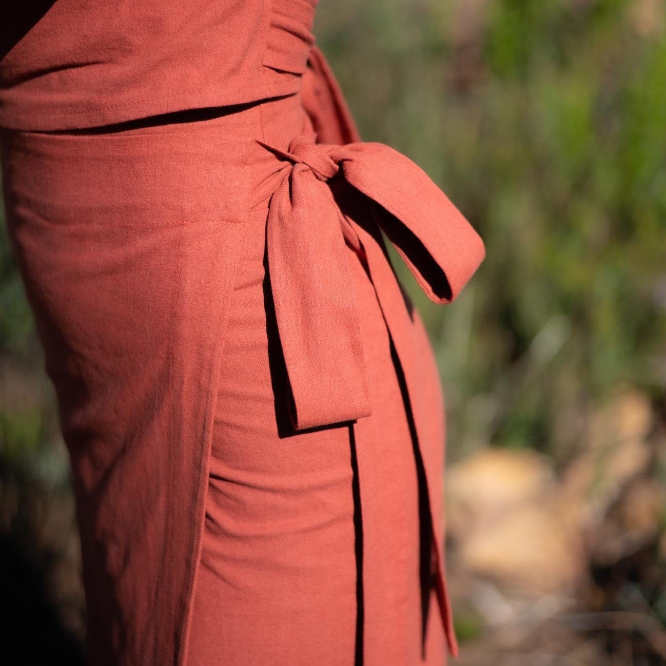Honeybush Hemp Linen Wrap Skirt in Rooibos.