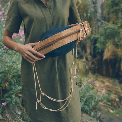 Heirloom Designer Bag in Midnight | Leather & Linen Crossbody | Sage & Sunday | Cape Town, South Africa