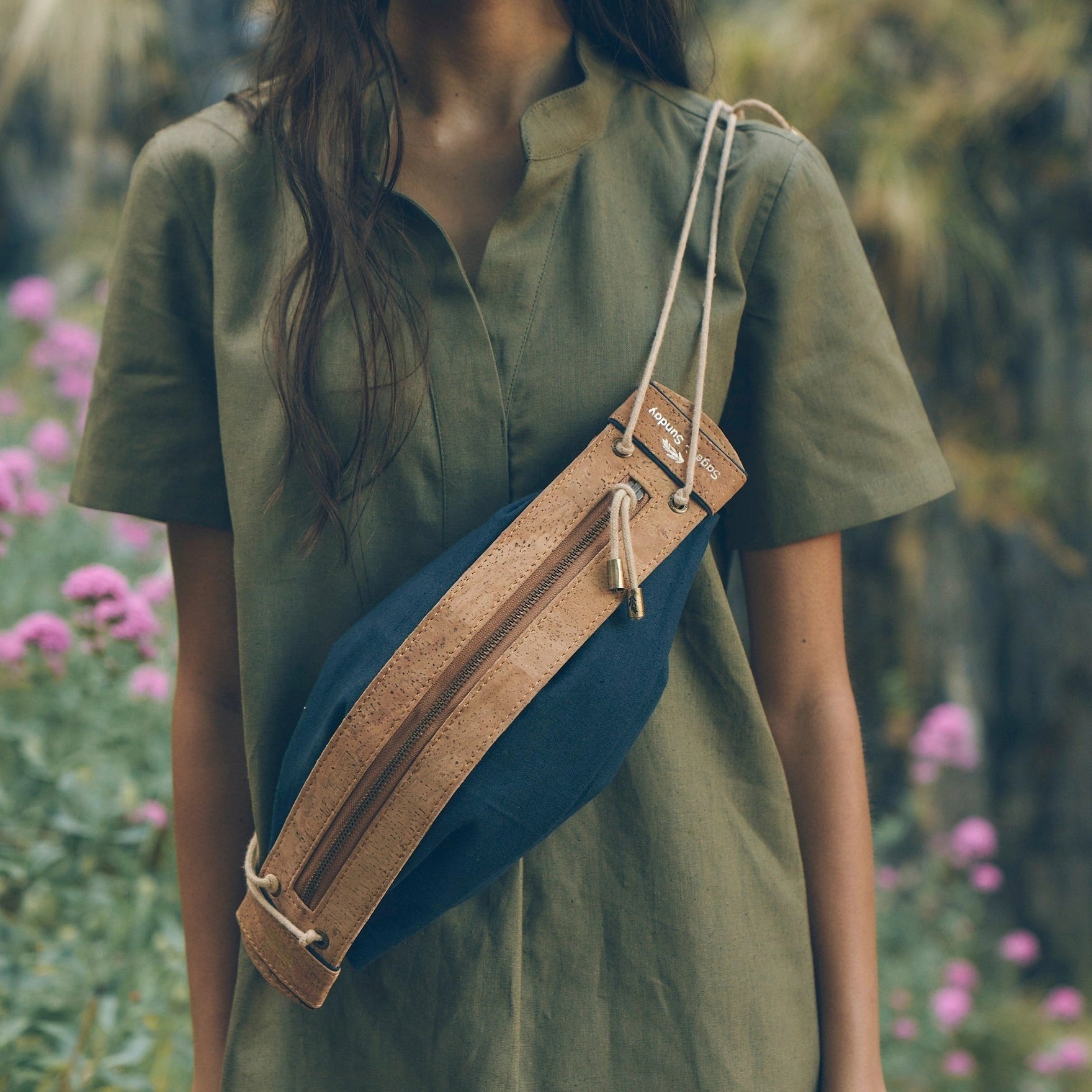 Heirloom Designer Bag in Midnight | Leather & Linen Crossbody | Sage & Sunday | Cape Town, South Africa