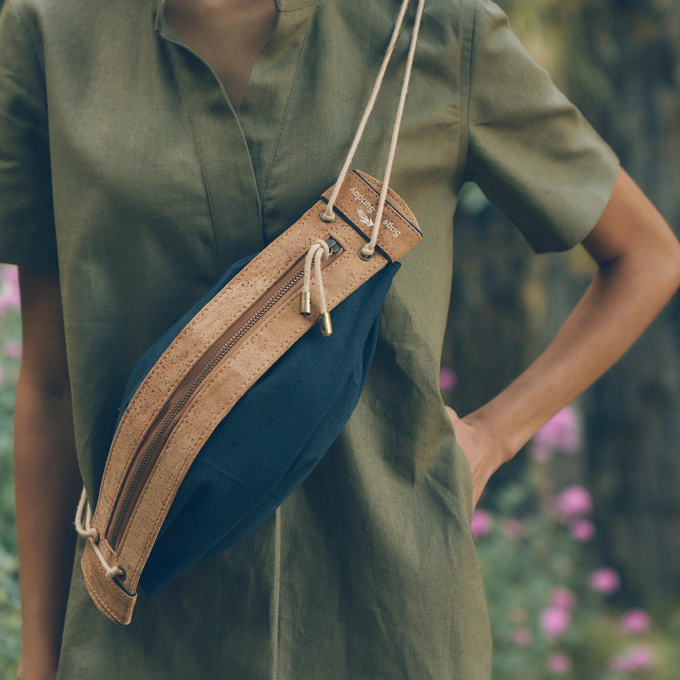 Heirloom Designer Bag in Midnight | Leather & Linen Crossbody | Sage & Sunday | Cape Town, South Africa