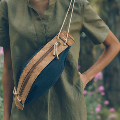 Heirloom Designer Bag in Midnight | Leather & Linen Crossbody | Sage & Sunday | Cape Town, South Africa