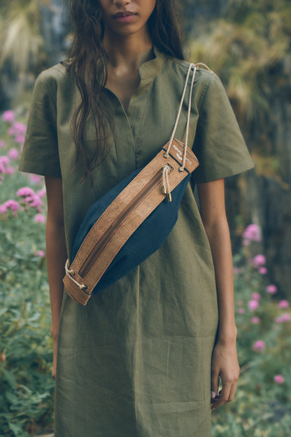 Heirloom Designer Bag in Midnight | Leather & Linen Crossbody | Sage & Sunday | Cape Town, South Africa