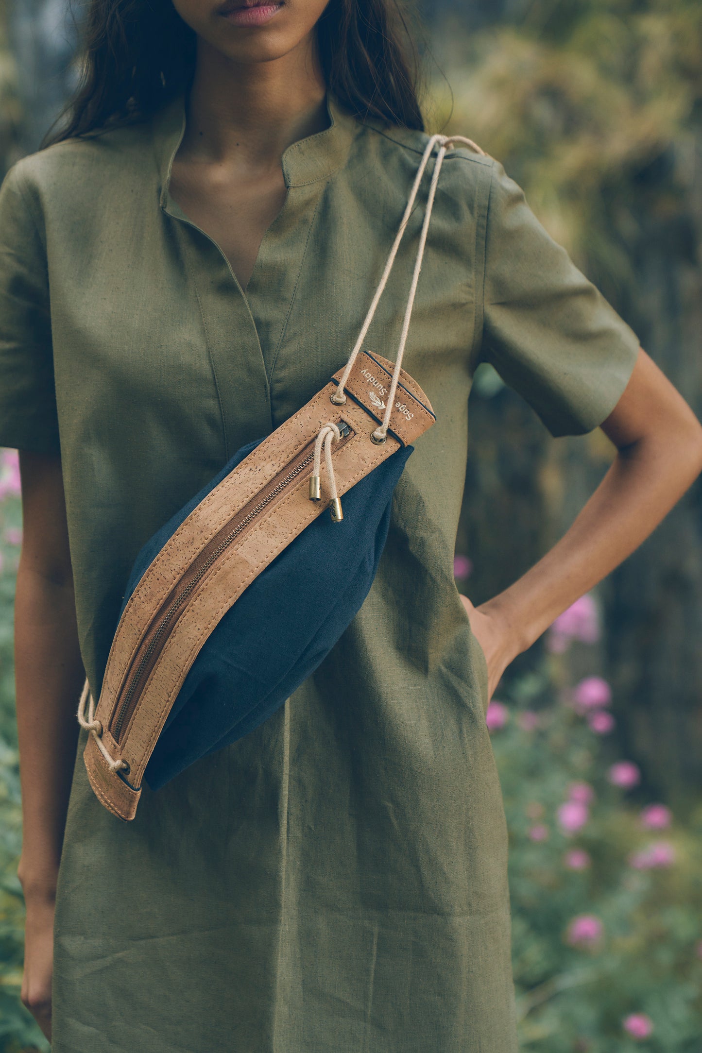 Heirloom Designer Bag in Midnight | Leather & Linen Crossbody | Sage & Sunday | Cape Town, South Africa