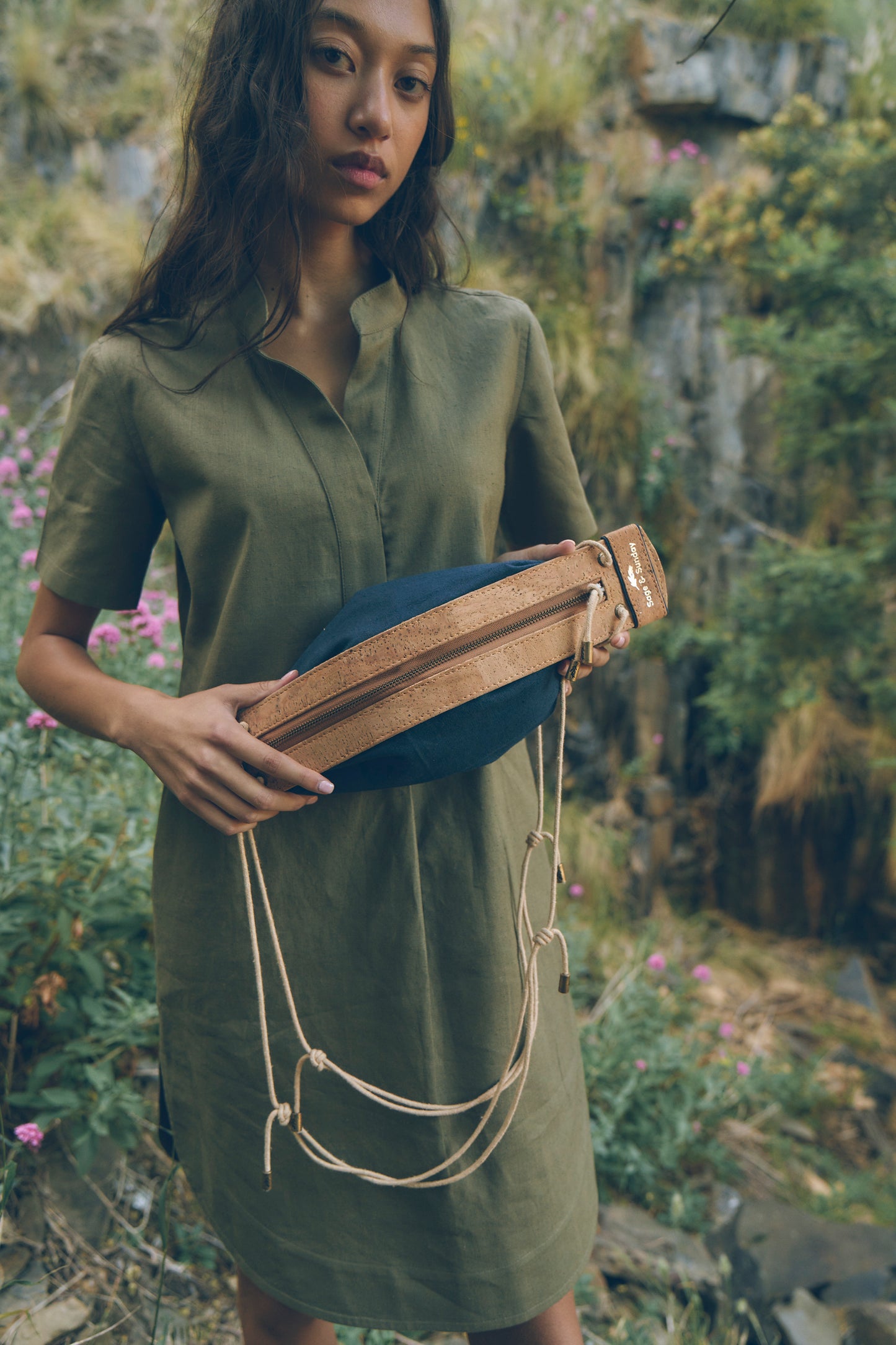 Heirloom Designer Bag in Midnight | Leather & Linen Crossbody | Sage & Sunday | Cape Town, South Africa