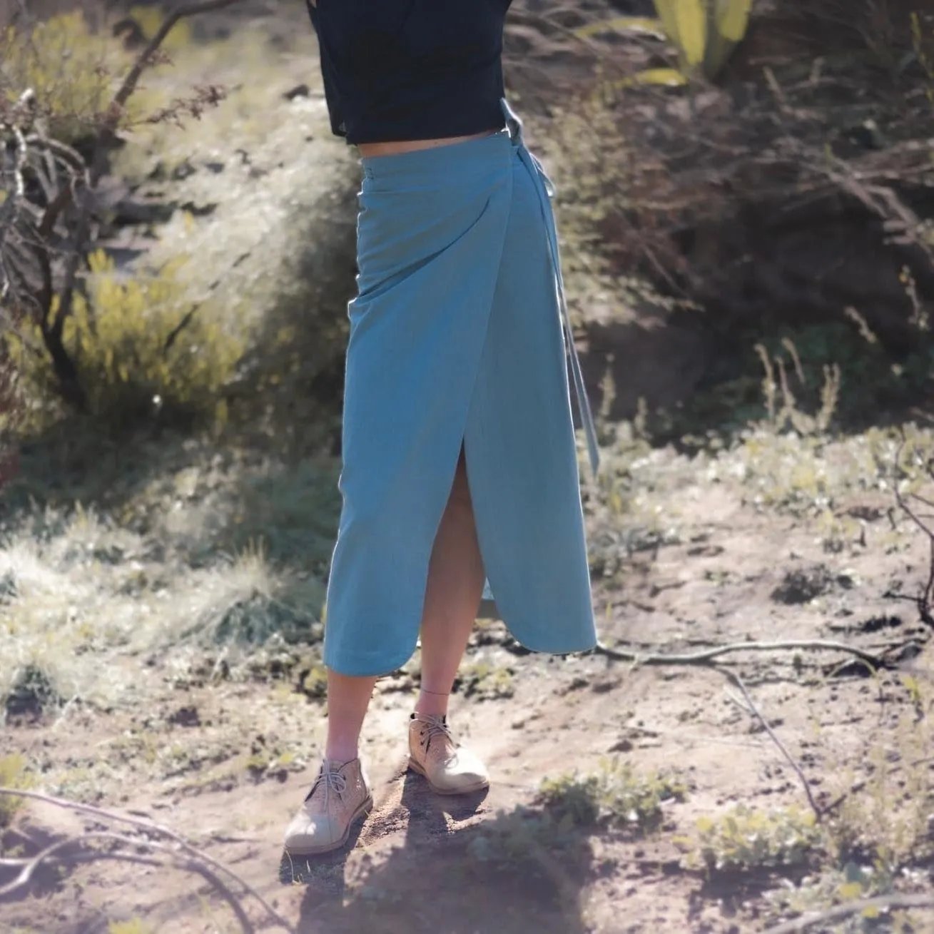 Honeybush Hemp Linen Wrap Skirt in Sky | Sage & Sunday | Linen Skirt | Cape Town, South Africa