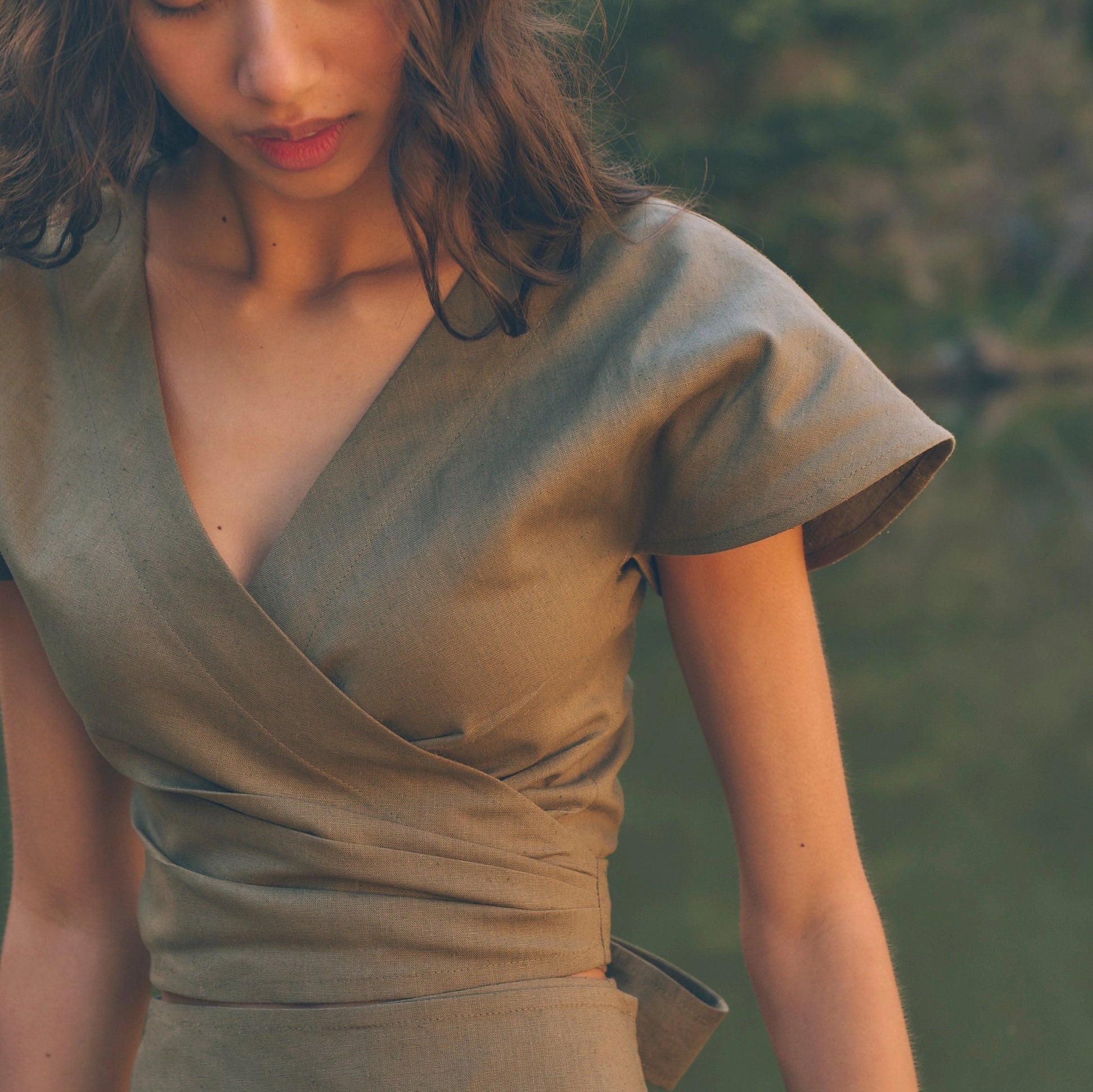 Adri Wrap Top in Olive | Linen Wrap Top | Sage & Sunday | Cape Town, South Africa