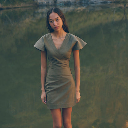 Ubud Wrap Skirt in Olive | Linen Knee-Length Skirt | Sage & Sunday | Cape Town, South Africa