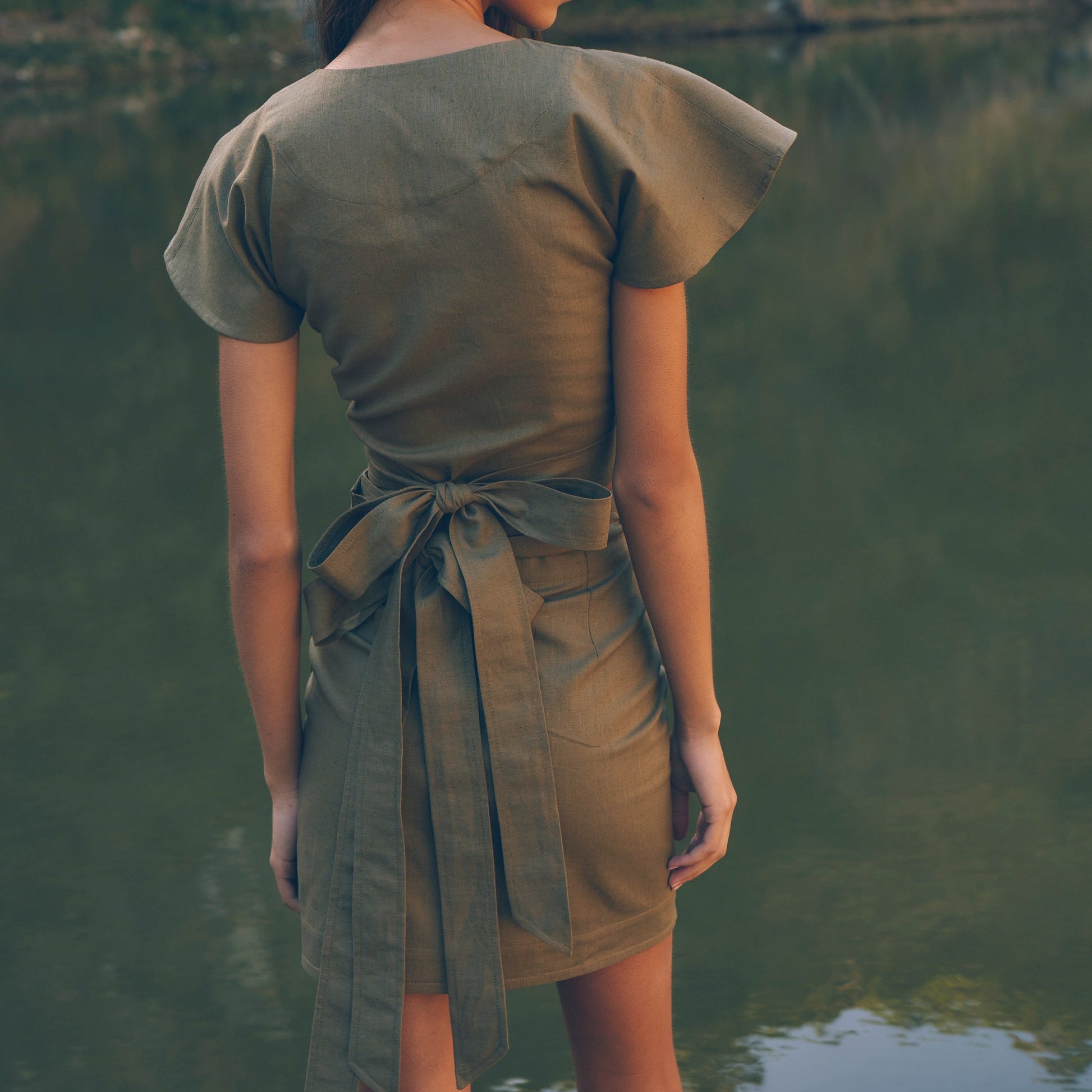 Ubud Wrap Skirt in Olive | Linen Knee-Length Skirt | Sage & Sunday | Cape Town, South Africa