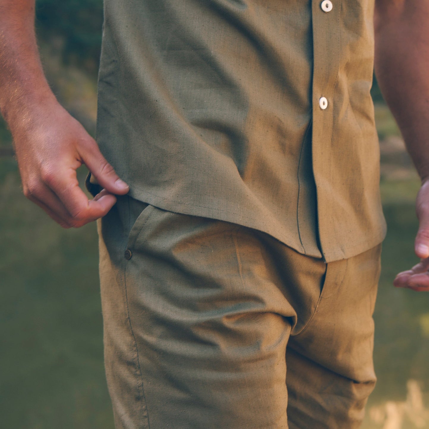 Kudu Shorts in Olive | Linen Shorts | Sage & Sunday | Cape Town, South Africa