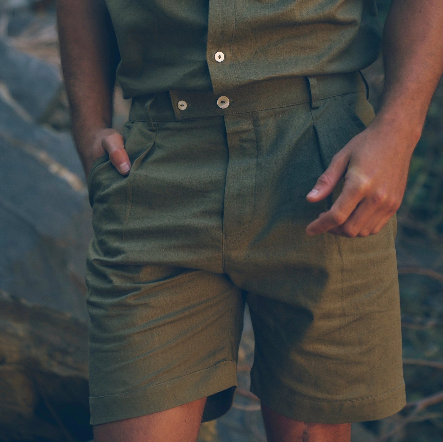 Kudu Shorts in Olive | Linen Shorts | Sage & Sunday | Cape Town, South Africa