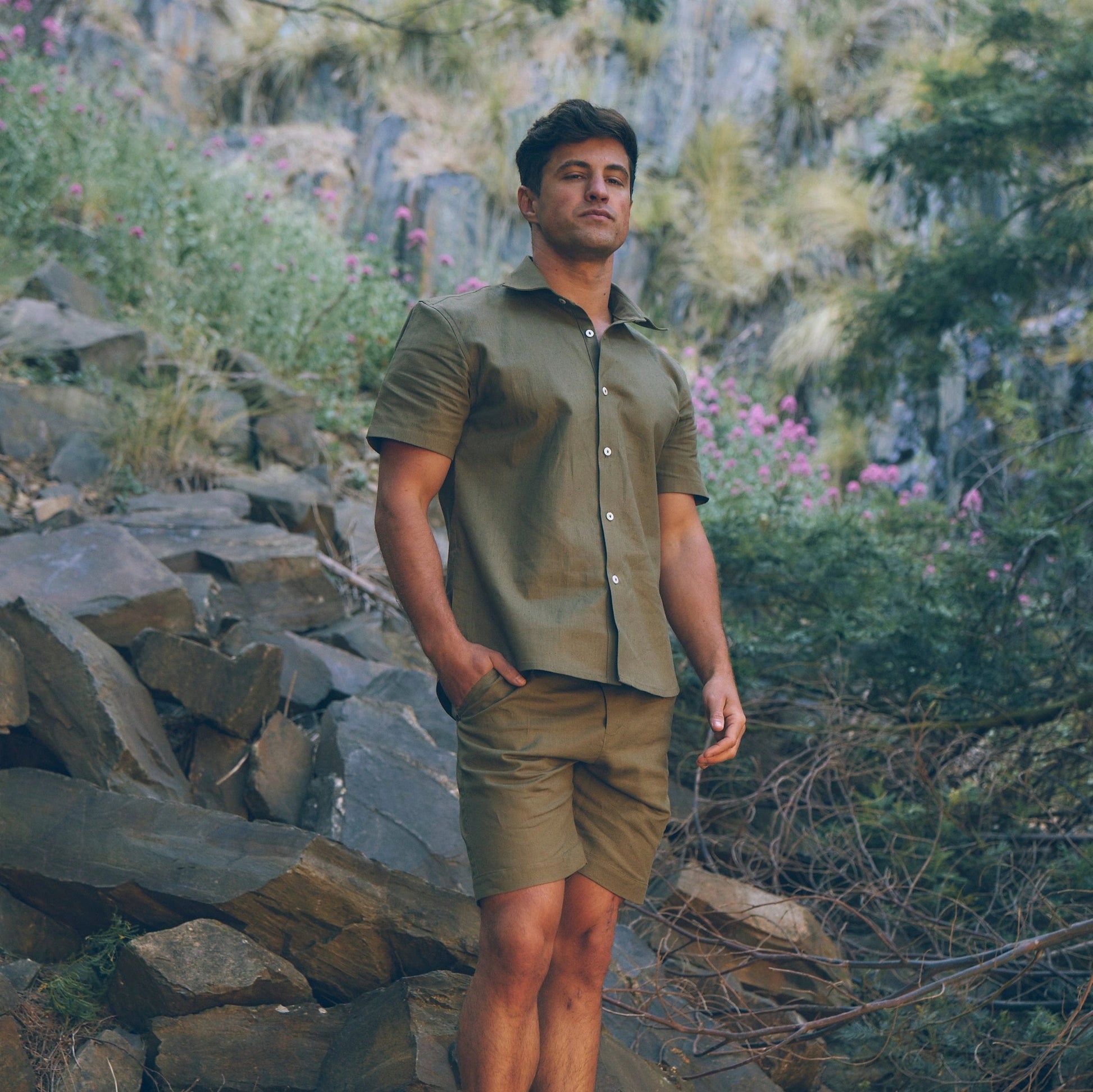 Kudu Shorts in Olive | Linen Shorts | Sage & Sunday | Cape Town, South Africa