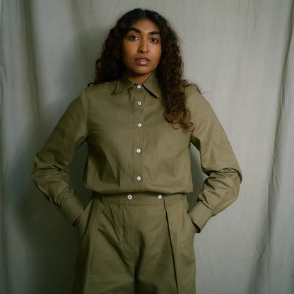 Melanie Hemp Linen Shirt in Olive | Sage & Sunday | Linen Shirt | Cape Town, South Africa