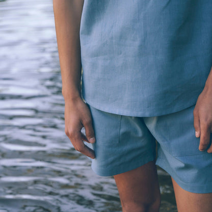 Pasci Hemp Shorts in Sky | Linen Shorts | Sage & Sunday | Cape Town, South Africa