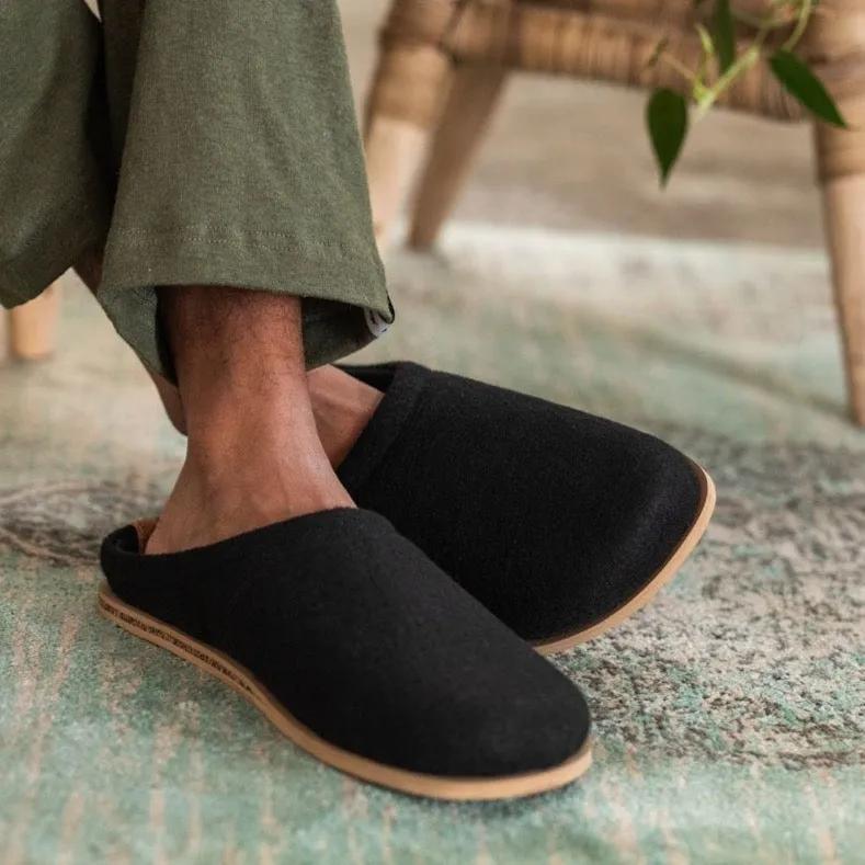 Pebble Recycled Felt Barefoot Clogs in Midnight | Sage & Sunday | Leather Shoes | Cape Town, South Africa