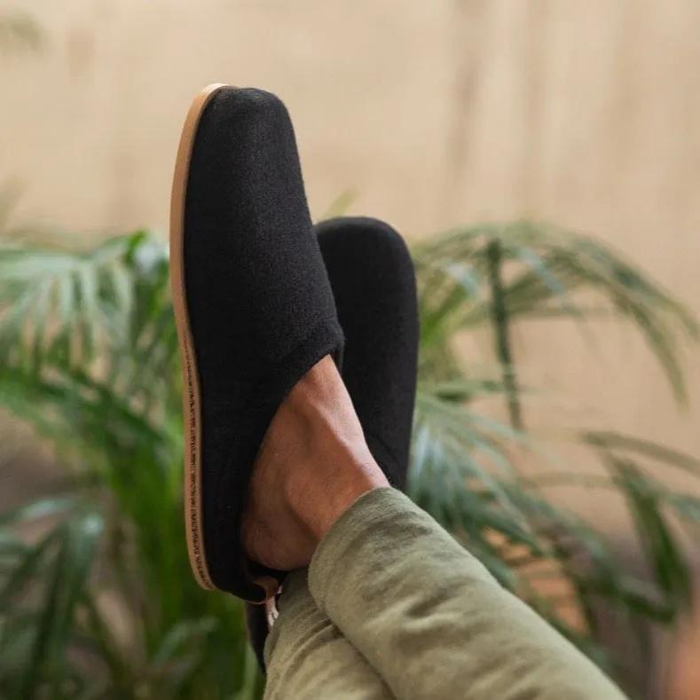 Pebble Recycled Felt Barefoot Clogs in Midnight | Sage & Sunday | Leather Shoes | Cape Town, South Africa