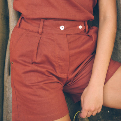 Sadiki Hemp Shorts in Rooibos | Linen Shorts | Sage & Sunday | Cape Town, South Africa