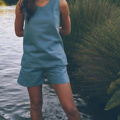 Sadiki Hemp Shorts in Sky | Linen Shorts | Sage & Sunday | Cape Town, South Africa