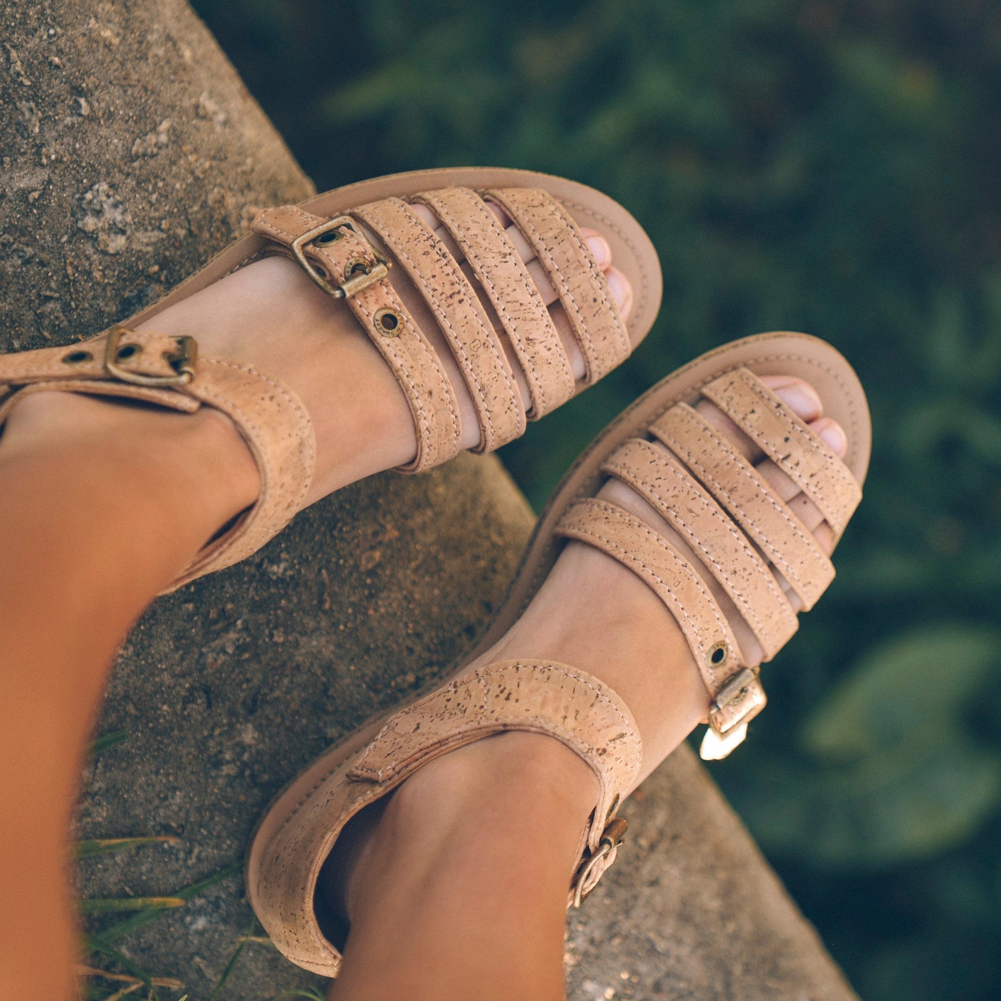 Saige Cork Leather Sandals Ethical Vegan Leather Sage Sunday