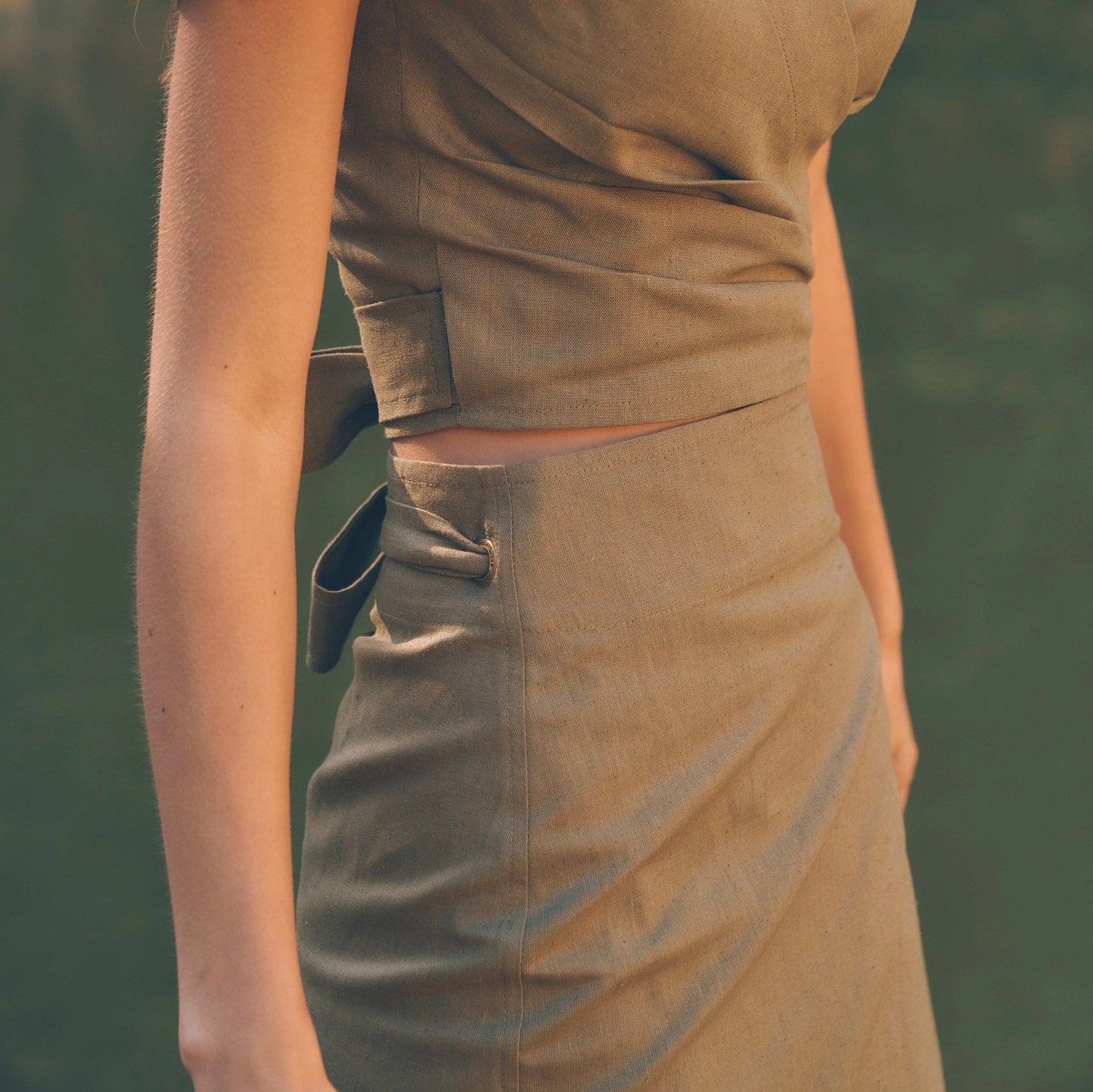 Ubud Wrap Skirt in Olive | Linen Knee-Length Skirt | Sage & Sunday | Cape Town, South Africa