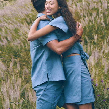 Ubud Wrap Skirt in Sky | Linen Knee-Length Skirt | Sage & Sunday | Cape Town, South Africa