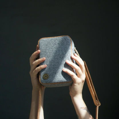 Uthando Recycled Felt & Cork Leather Utility Crossbody | Felt & Leather Crossbody | Sage & Sunday | Cape Town, South Africa