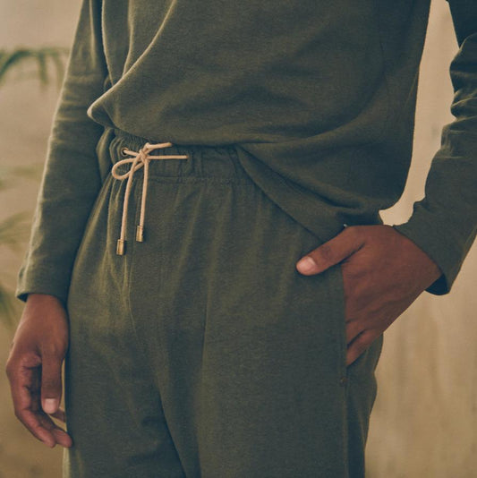 Wilderness Jersey Pants in Olive | Hemp Jersey Pants | Sage & Sunday | Cape Town, South Africa