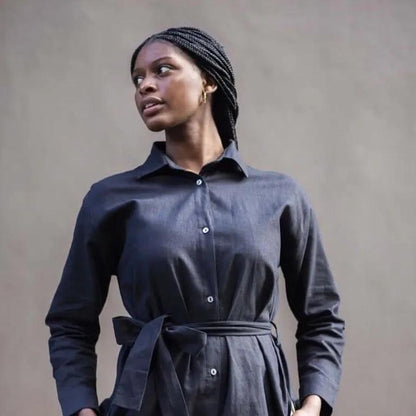 Luna Hemp Linen Shirt Dress in Midnight | Sage & Sunday | Linen Dress | Cape Town, South Africa