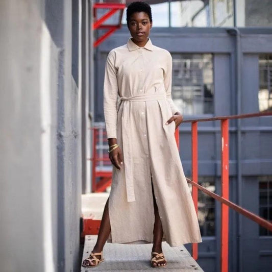 Luna Hemp Linen Shirt Dress in Stone | Sage & Sunday | Linen Dress | Cape Town, South Africa